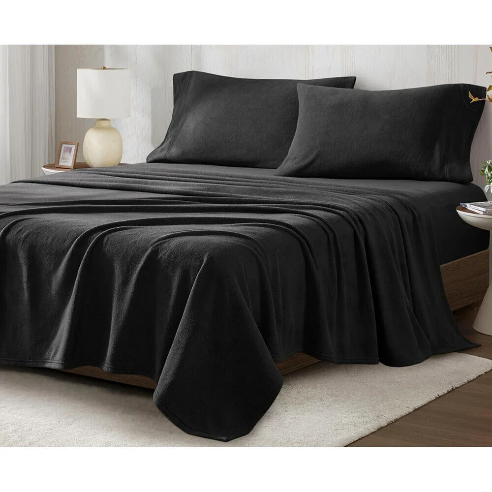 True North by Sleep Philosophy Sheet Set Black Twin Micro Fleece 3-Piece BED19